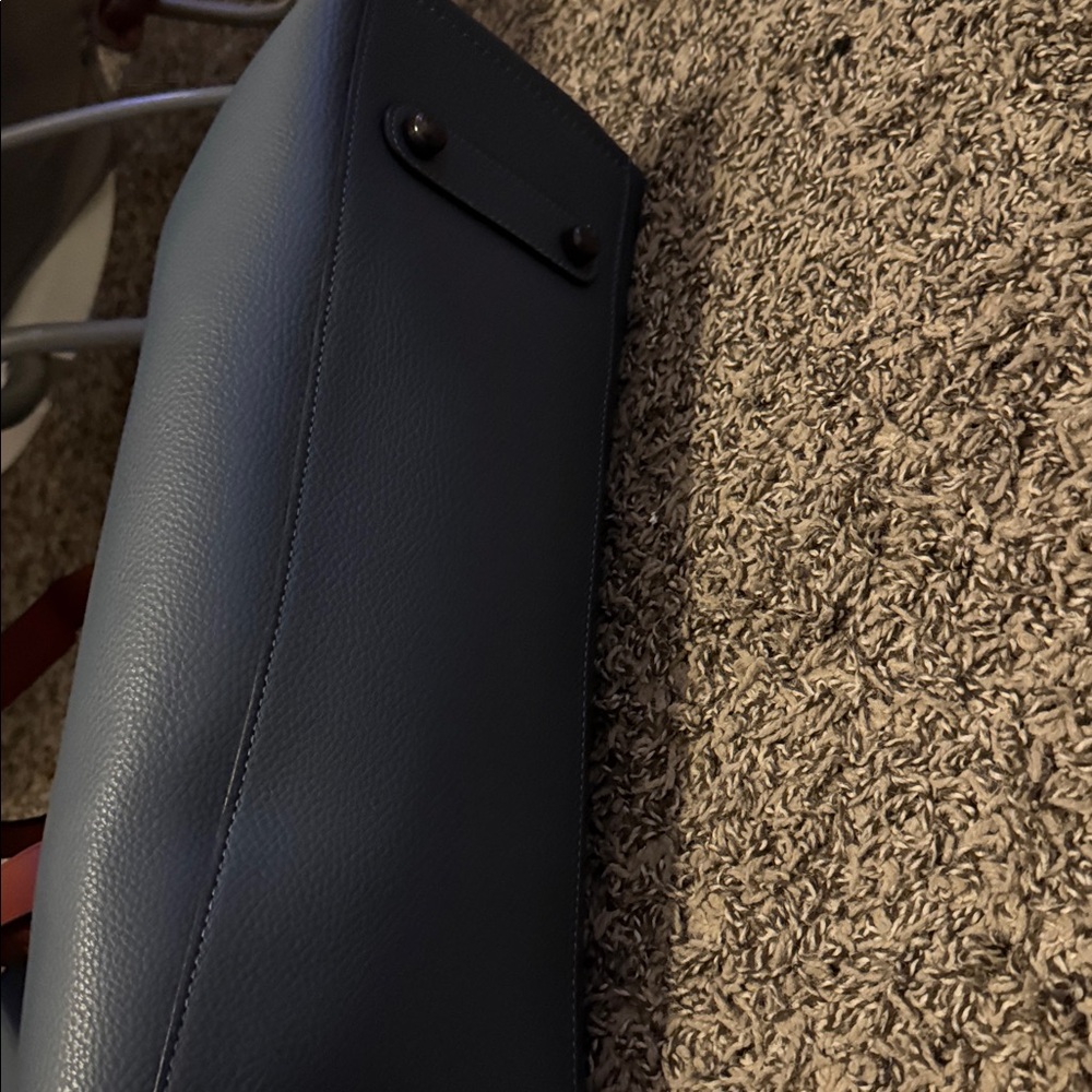 Coach Leatherware Dark Gray Tote with Brown Handles - Picture 3 of 4